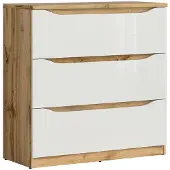 Petits-meubles Kommode June mit 3 Schubladen, Weiß und Holzoptik, 90cm