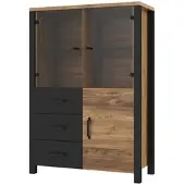 Petits-meubles GESCHIRRSCHRANK Lyam Holz und Schwarz
