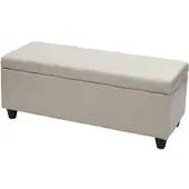 Mendler Aufbewahrungs-Truhe Kriens, Sitzbank Bank, Kunstleder, 45x114x45cm ~ creme