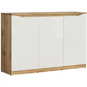 Petits-meubles Buffet June mit 3 Türen, Weiß und Holzoptik, 135cm