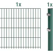 Alberts Anbauset Doppelstabmattenzaun, grün, Höhe 143 cm, Länge 2,5 m