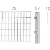 Alberts Doppelstabmatten Zaun, Höhe 140 cm, Länge 14 m, Zaun-Komplettset zum Einbetonieren, feuerverzinkt, Pfosten 60x40 mm
