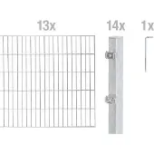 Alberts Doppelstabmatten Zaun, Höhe 140 cm, Länge 26 m, Zaun-Komplettset zum Einbetonieren, feuerverzinkt, Pfosten 60x40 mm