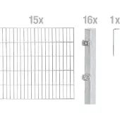 Alberts Doppelstabmatten Zaun, Höhe 160 cm, Länge 30 m, Zaun-Komplettset zum Einbetonieren, feuerverzinkt, Pfosten 60x40 mm