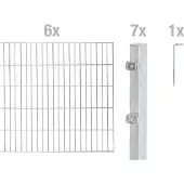 Alberts Doppelstabmatten Zaun, Höhe 160 cm, Länge 12 m, Zaun-Komplettset zum Einbetonieren, feuerverzinkt, Pfosten 60x40 mm
