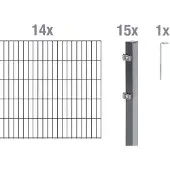 Alberts Doppelstabmatten Zaun, Höhe 160 cm, Länge 28 m, Zaun-Komplettset zum Einbetonieren, anthrazit, Pfosten 60x40 mm