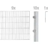 Alberts Doppelstabmatten Zaun, Höhe 160 cm, Länge 18 m, Zaun-Komplettset zum Einbetonieren, feuerverzinkt, Pfosten 60x40 mm