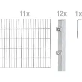 Alberts Doppelstabmatten Zaun, Höhe 140 cm, Länge 22 m, Zaun-Komplettset zum Einbetonieren, feuerverzinkt, Pfosten 60x40 mm