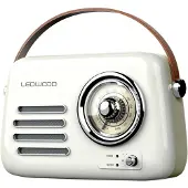 LEDWOOD , Tragbares Retro-Radio, Modell Alma 5W, mit Bluetooth / USB / Aux, Weiß