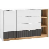 Petits-meubles Buffet Ronan mit 4 Schubladen und 1 Tür, Weiß, 138cm