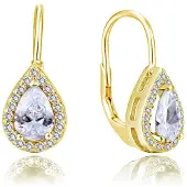 Beneto Gold-plated earrings with clear zircons AGUC2228-GOLD
