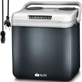Tillvex Kühlbox elektrisch 32L Grau | Mini-Kühlschrank 230 V und 12 V für KFZ Auto Camping | kühlt & wärmt | ECO-Modus