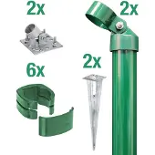Alberts Zauneck-Set für Schweißgitter Fix-Clip Pro | anthrazit | mit Einschlagbodenhülsen | Zaunhöhe 810 mm