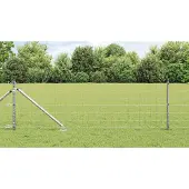 vidaXL Euro-Zaun mit Stacheln 25 x 0,4 m Verzinkter Stahl Silber Netz