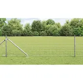 vidaXL Euro-Zaun mit Stacheln 50 x 0,4 m Verzinkter Stahl Silber Netz