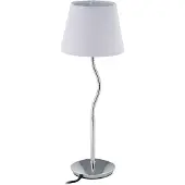 Relaxdays Tischlampe flexibel, mit Stoffschirm, verchromter Fuß, E14 Fassung, Nachttischlampe, HxD: 47 x 17 cm, weiß