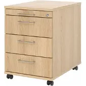 Hjh OFFICE PRO -Rollcontainer 58cm, 3Schübe,Schloß BS Eiche-VAC30/E/E/BS