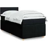vidaXL Boxspringbett mit Matratze Schwarz 80x200 cm Stoff