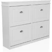 Hjh LIVING Schuhschrank / Schuhregal ESTHA 4 104x24x82 cm 4 Schuhklappen weiß