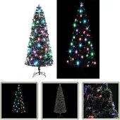The Living Store Weihnachtsbaum mit Beleuchtung und Ständer 240 cm Glasfaser