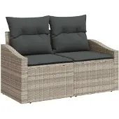 vidaXL Gartensofa-set 6 stk. Hellgrau Poly-Rattan