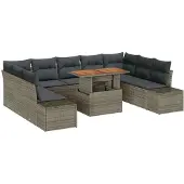 vidaXL Garten-Sofa-Set 10 stk. Grau Poly Rattan