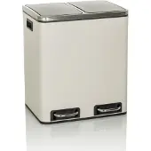 Hjh OFFICE Mülleimer 30 Liter Clean 9 Abfalleimer Mülltrenner rechteckig für Küche, Büro mit Step-On 48.0 x 41.5 x 32.0 cm