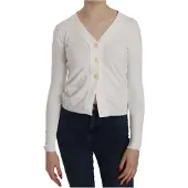 Byblos Weißer V-Ausschnitt Langarm Gekürzter Cardigan Pullover