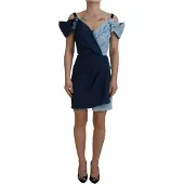 Dolce&Gabbana Denim Mini Kleid Zweifarbiger Wickelstil