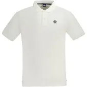 North sails Herren Kurzarm-Poloshirt Weiß mit Applikation und Logodetail