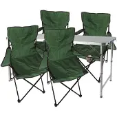 Mojawo 5-teiliges Campingmöbel Set grün Tisch höhenverstellbar Stühle Tasche