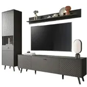 Inn.Furn Wohnwand "Madea" in grau matt Wohnkombination 3-teilig 258 x 195 cm