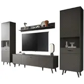 Inn.Furn Wohnwand "Madea" in grau matt Wohnkombination 4-teilig 331 x 195 cm