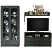 Furn.Design Wohnwand "Forres" 3-teilig grün Landhaus Schrankwand 240 x 198