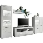 Furn.Design Wohnwand "Carrara" weiß Hochglanz Schrankwand 4-teilig 335 x 198