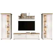 Inn.Furn Wohnwand "Mirano" in weiß Lärche und Eiche Artisan Landhaus Wohnkombination 4-teilig 316 cm
