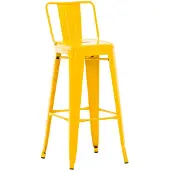 CLP Barhocker mit Lehne im Industrial-Look Mason, mit Rückenlehne und Fußablage | Farbe gelb