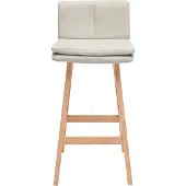 Miliboo - Barhocker aus beigem Textur-Veloursstoff und Holz (2er-Set) JOAN