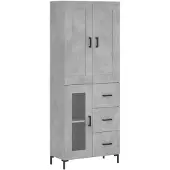 vidaXL Highboard Betongrau 69,5x34x180 cm Holzwerkstoff
