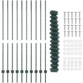vidaXL Maschendrahtzaun mit Pfosten 10 x 1,6 m PVC-beschichteter Stahl