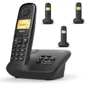 Gigaset A270A, Analoges/DECT-Telefon, Kabelloses Mobilteil, Freisprecheinrichtung, 80 Eintragungen, Anrufer-Identifikation, Schwarz