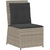 vidaXL Garten-Sofa mit Kissen Hellgrau Poly-Rattan