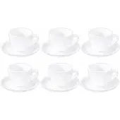 Wilmax England Wilmax Kaffeetasse mit Untertasse 110 ml 6er-Set Weiß aus Porzellan