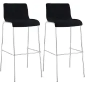 CLP 2er Set Barhocker Hover stapelbar Stoffbezüge Vierfußgestelle bis 150 kg | Farbe schwarz Gestell Farbe chrom