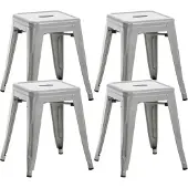 CLP 4er Set Hocker Armin aus Metall | Farbe silber