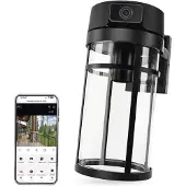 Emos GoSmart Außenkamera mit WLAN & Licht, 4MP 2,5K Überwachungskamera, drehbar, Nachtsicht, 2-Wege-Audio, für E27-Lampe, IP44, App, H4074