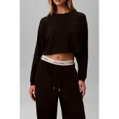 Calvin Klein Logo Jersey Long Sleeve Crop Black Größe: L | Longsleeves Outlet | Damen | Schwarz