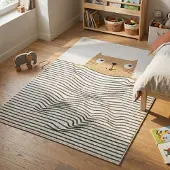 Little Olly Waschbarer Kinderteppich - Ravi Cat Bunt 140x200 cm
