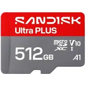 SanDisk microSDXC Ultra Plus 512GB (UHS-I, V10, U1, C10, A1, R200MB/s, Full HD)