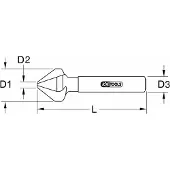 Ks Tools 336.0036, Bohrer, Entgratfräser, Drehung der rechten Hand, 1 cm, 53 mm, Metall, Nicht-eisenhaltiges Metall, Stahl